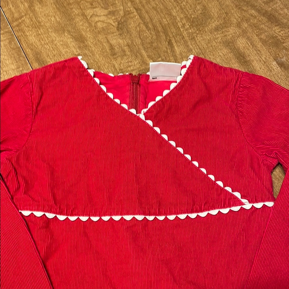 Hanna Andersson Red Corduroy Dress with Lace Trim - Picture 4 of 13